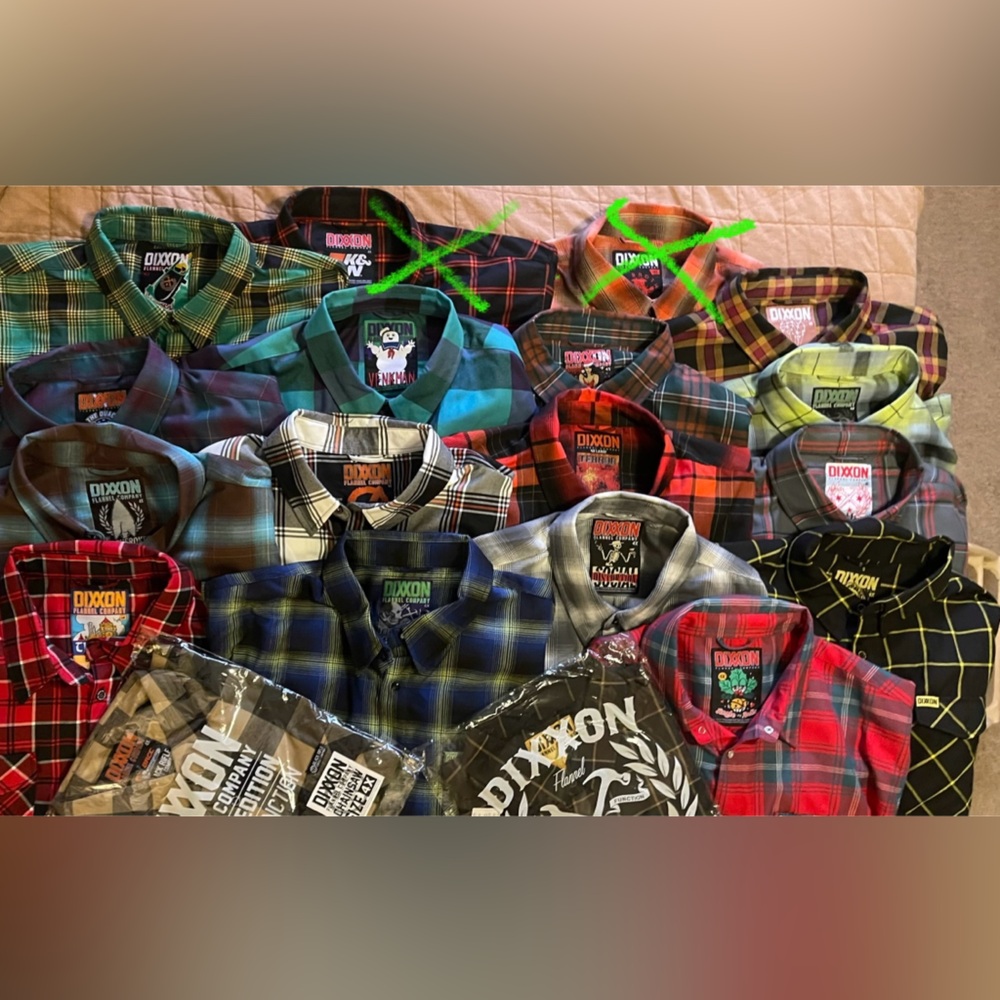 DIXXON FLANNEL LOT - 17 FLANNELS - 4XL